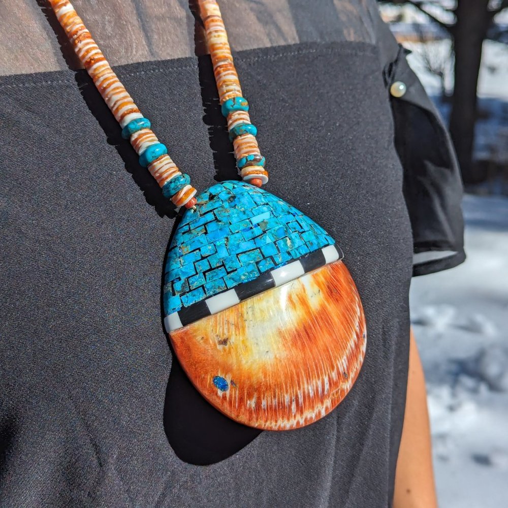 Native American Necklace Santo Domingo Kewa Natural Turquoise Heishi Jewelry *** - Picture 10 of 10